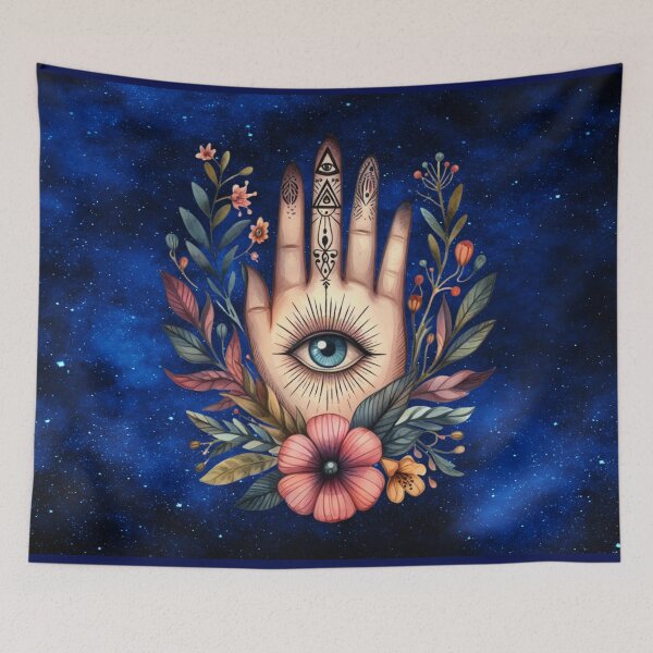 Item preview, Cosmic Hamsa Hand – Third Eye Protection Art designed and sold by MysticOzzy.