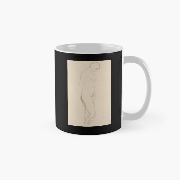 Item preview, Standing Nude With Face Bent Forward by Gustav Klimt: Minimalist Figure Study designed and sold by artofuniverse.