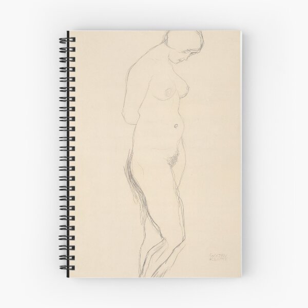 Item preview, Standing Nude With Face Bent Forward by Gustav Klimt: Minimalist Figure Study designed and sold by artofuniverse.