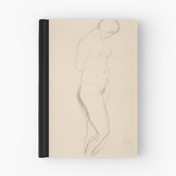 Item preview, Standing Nude With Face Bent Forward by Gustav Klimt: Minimalist Figure Study designed and sold by artofuniverse.