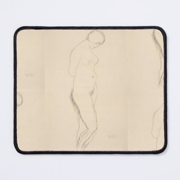 Item preview, Standing Nude With Face Bent Forward by Gustav Klimt: Minimalist Figure Study designed and sold by artofuniverse.