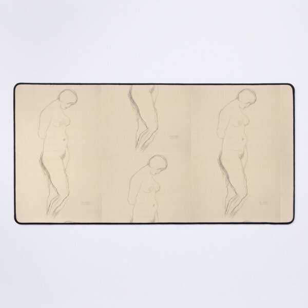 Item preview, Standing Nude With Face Bent Forward by Gustav Klimt: Minimalist Figure Study designed and sold by artofuniverse.