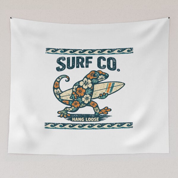 Item preview, Retro Hawaiian Floral Gecko Surfer designed and sold by Shipwrecked2020.