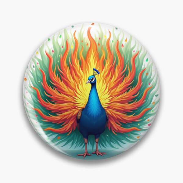 Item preview, Vibrant Fiery Peacock Phoenix Transformation Art designed and sold by Posiheal26.