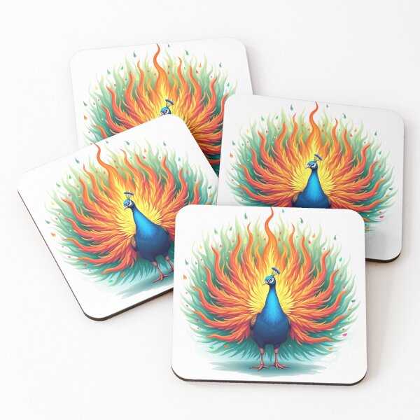 Item preview, Vibrant Fiery Peacock Phoenix Transformation Art designed and sold by Posiheal26.