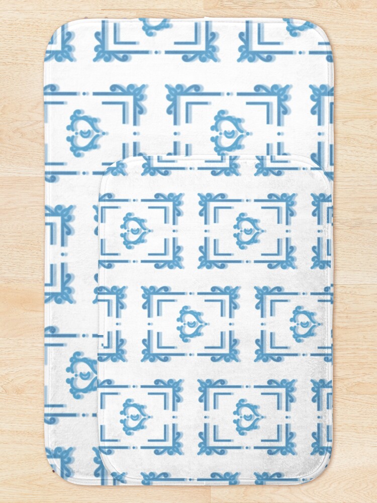 Thumbnail 5 of 6, Bath Mat, Pattern Frame (Blue) designed and sold by LoreliNLiArtist.