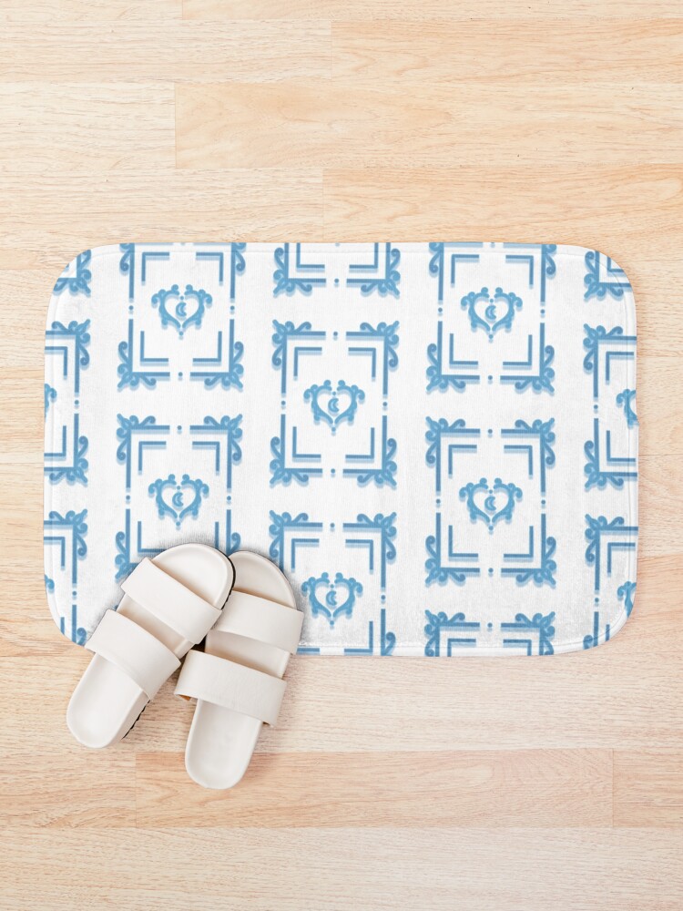 Thumbnail 1 of 6, Bath Mat, Pattern Frame (Blue) designed and sold by LoreliNLiArtist.