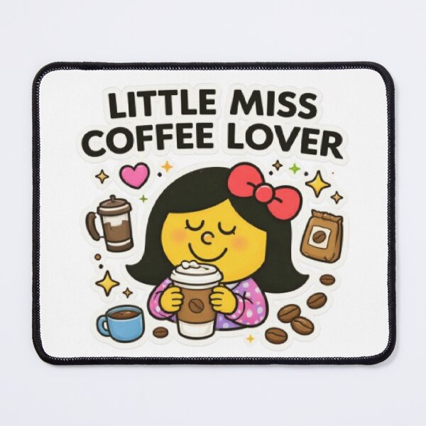 Item preview, Little Miss Coffee Lover Character Animated Yellow Cartoon Mr Men Food Drink Funny Tiktok Meme designed and sold by SamiraArts.