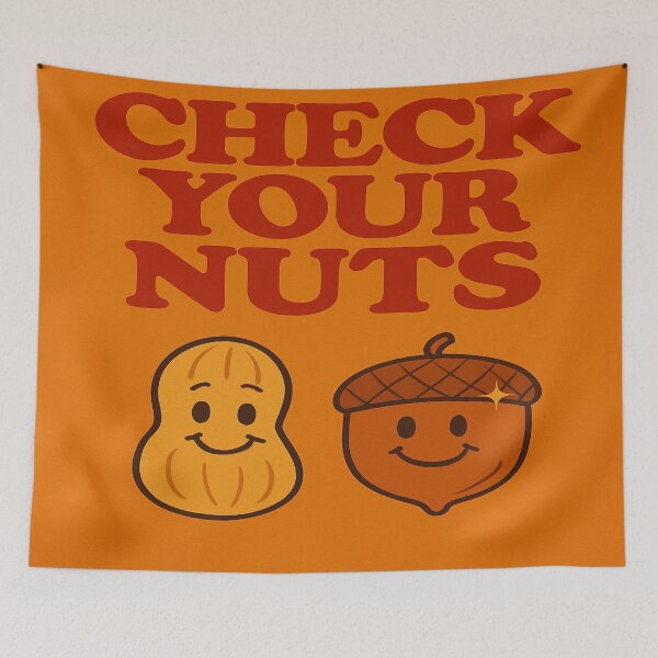 Item preview, Check Your Nuts – Retro Cartoon Pun designed and sold by SecretSquirrellDesigns.