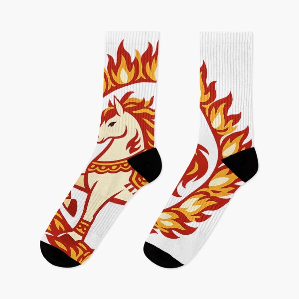 Item preview, Red Fire Horse in Flames – Lunar New Year Zodiac Illustration designed and sold by Vendeloc.