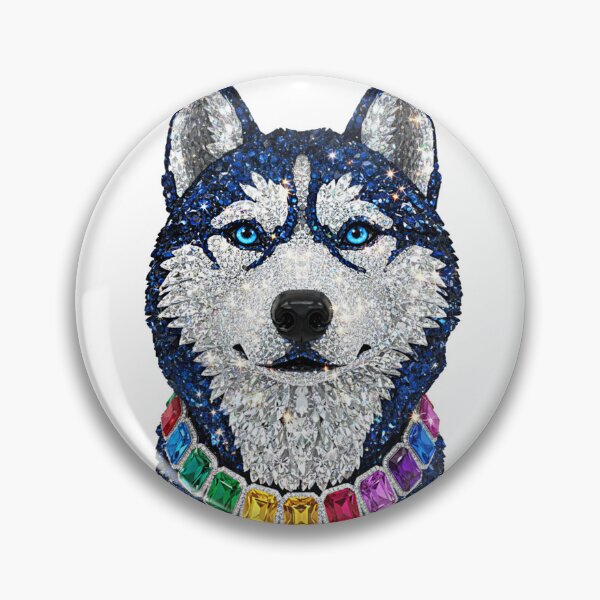 Artikelvorschau, Porträt eines Sibirischen Huskys mit Edelsteinmotiv – Blaue Augen entworfen und verkauft von DigitalGemArt.