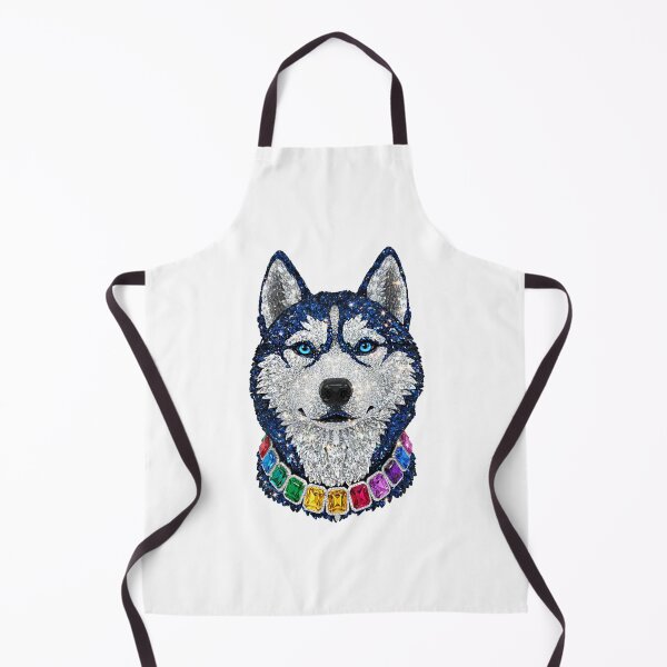 Item preview, Jeweled Siberian Husky Portrait – Sapphire & Diamond Canine Art designed and sold by DigitalGemArt.