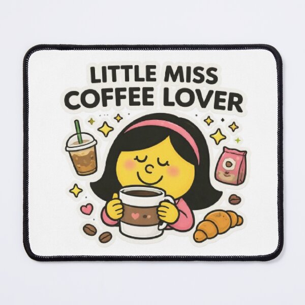 Item preview, Little Miss Coffee Lover Character Animated Yellow Cartoon Mr Men Food Drink Funny Tiktok Meme designed and sold by SamiraArts.