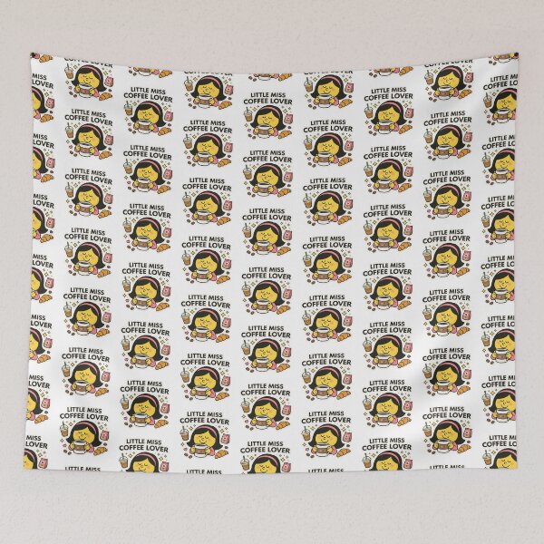 Item preview, Little Miss Coffee Lover Character Animated Yellow Cartoon Mr Men Food Drink Funny Tiktok Meme designed and sold by SamiraArts.