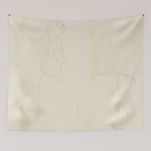 Item preview, Stehend Mit Erhobenem Unterarmen by Gustav Klimt: Minimalist Figure Study Poster designed and sold by artofuniverse.