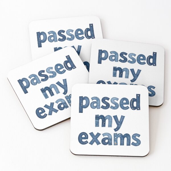 Item preview, PASSED MY EXAMS - IN DENIM FAUX LETTERING designed and sold by AlexOBrienArt.