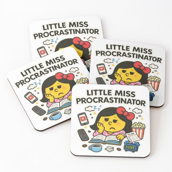 Item preview, Little Miss Procrastinator Character Animated Yellow Cartoon Mr Men Relatable Mood Studying School University Work Funny Tiktok Meme designed and sold by SamiraArts.