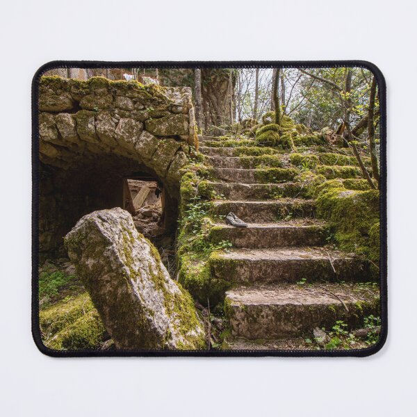 Item preview, Dolova Village Ruins – Moss-covered Stone Staircase & Abandoned Archway | Urbex Lost Place Photo designed and sold by MarkusUrbex.