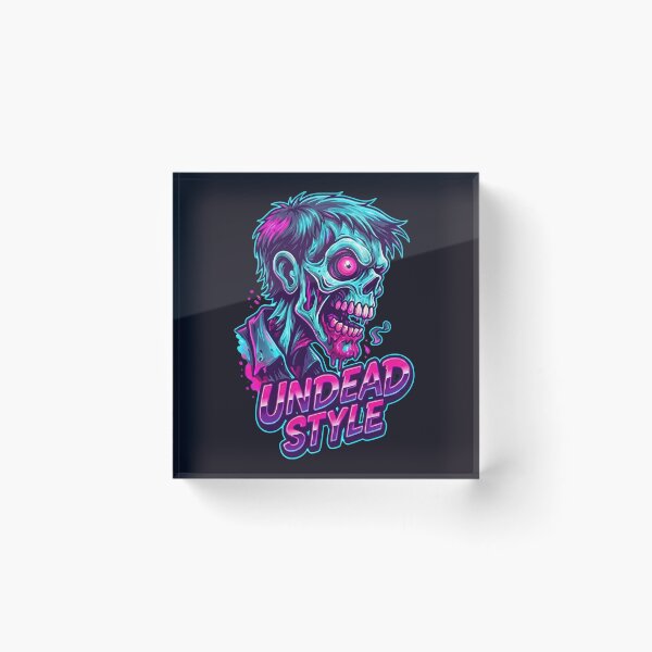 Item preview, Darksynth Zombie Neon 80s Horror Graphic Undead Retro Style designed and sold by MarCinu Art.