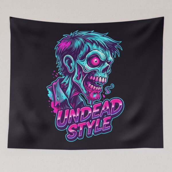 Item preview, Darksynth Zombie Neon 80s Horror Graphic Undead Retro Style designed and sold by MarCinu Art.