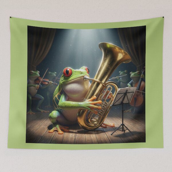 Item preview, Tree Frog Playing the Tuba in Frog Orchestra designed and sold by Tridentulus.
