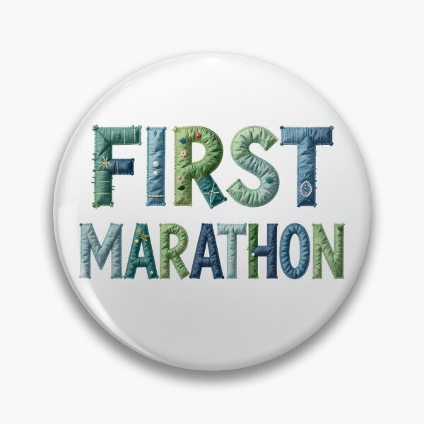 Item preview, FIRST MARATHON - IN BLUE & GREEN FAUX LETTERING designed and sold by AlexOBrienArt.