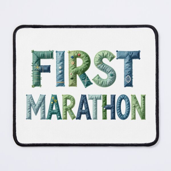 Item preview, FIRST MARATHON - IN BLUE & GREEN FAUX LETTERING designed and sold by AlexOBrienArt.