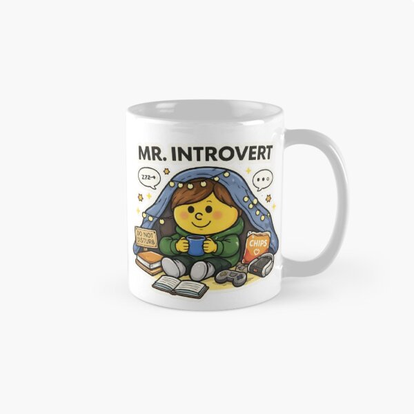 Item preview, Mr Introvert Character Animated Yellow Cartoon Mr Men Social Relatable Feeling Mood Funny Tiktok Meme designed and sold by SamiraArts.