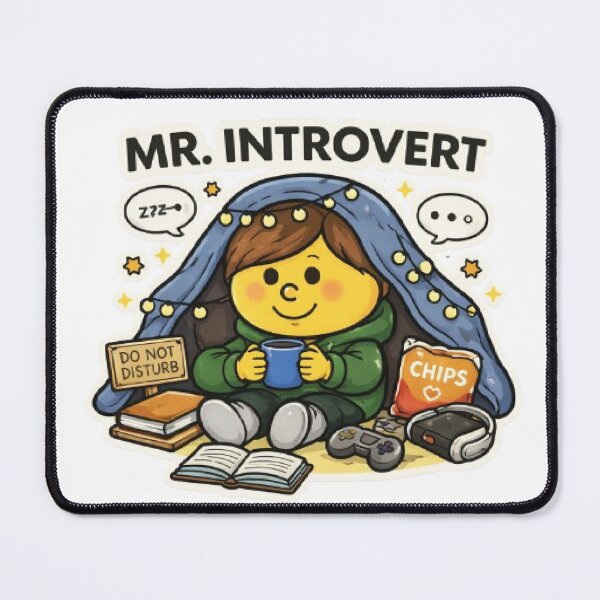 Item preview, Mr Introvert Character Animated Yellow Cartoon Mr Men Social Relatable Feeling Mood Funny Tiktok Meme designed and sold by SamiraArts.