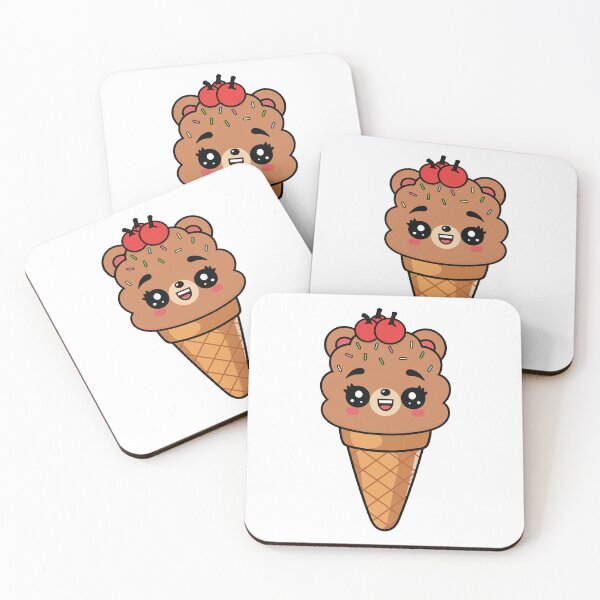 Item preview, Kawaii Cute Bear Ice Cream – Cute Chocolate Bear Dessert designed and sold by Marshallamoakohene.
