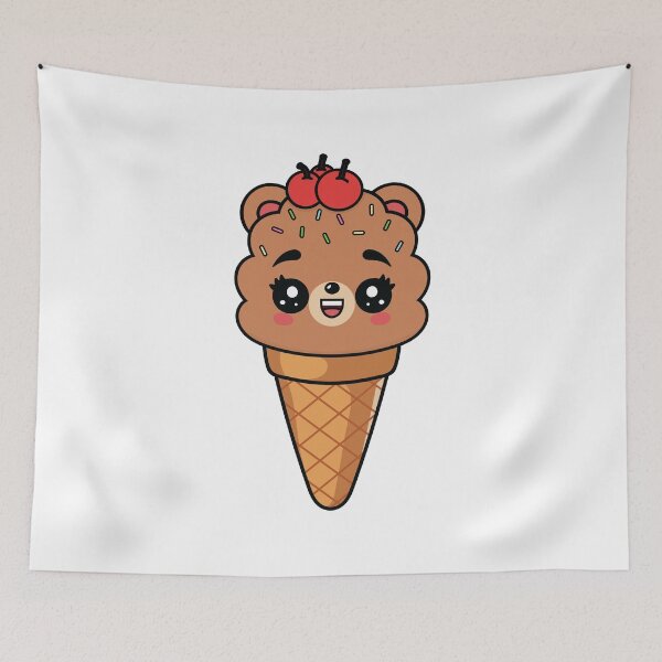 Item preview, Kawaii Cute Bear Ice Cream – Cute Chocolate Bear Dessert designed and sold by MarshallStickerX.