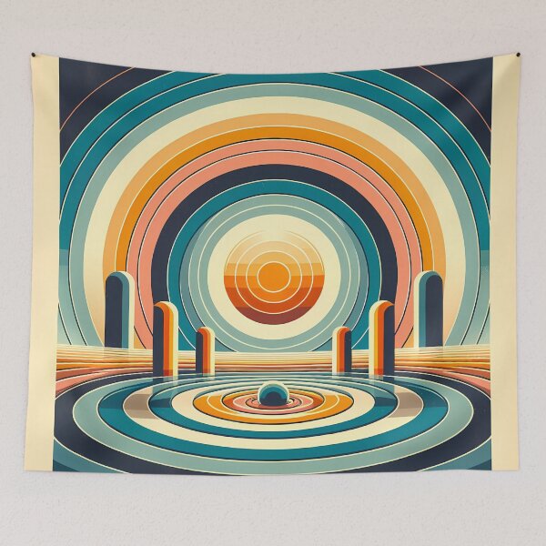 Item preview, Retro Concentric Sun Landscape designed and sold by InkSmithery.