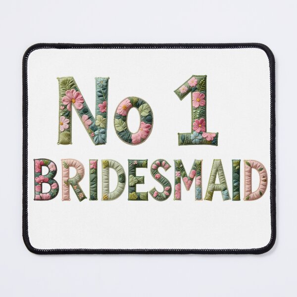Item preview, No1 BRIDESMAID - IN PINK & GREEN FLORAL FAUX LETTERING designed and sold by AlexOBrienArt.