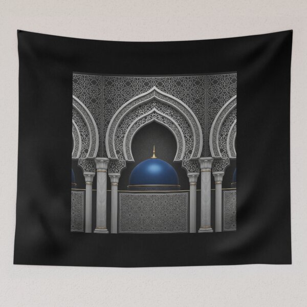 Item preview, Celestial Silver Arch: Royal Blue Dome & Islamic Architectural Art designed and sold by D-Islamic.
