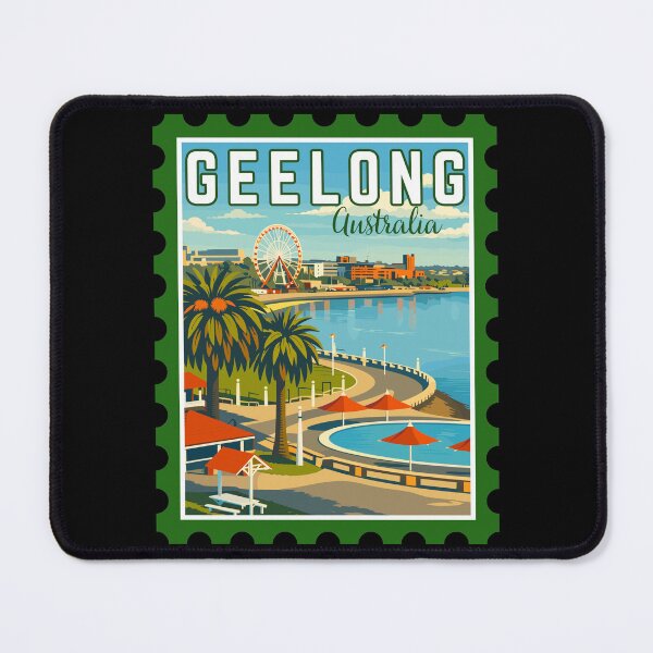 Item preview, Geelong in Victoria, Australia, Vintage Travel Stamp Illustration designed and sold by MaateoDesign.