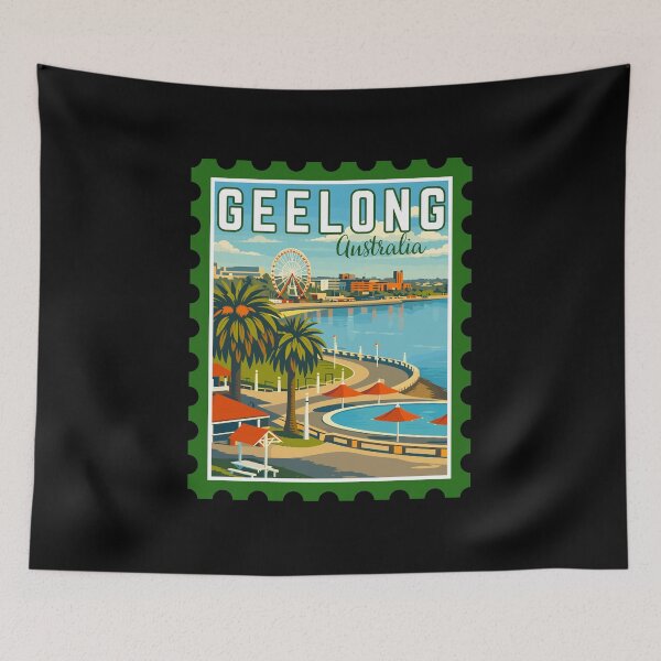 Item preview, Geelong in Victoria, Australia, Vintage Travel Stamp Illustration designed and sold by MaateoDesign.