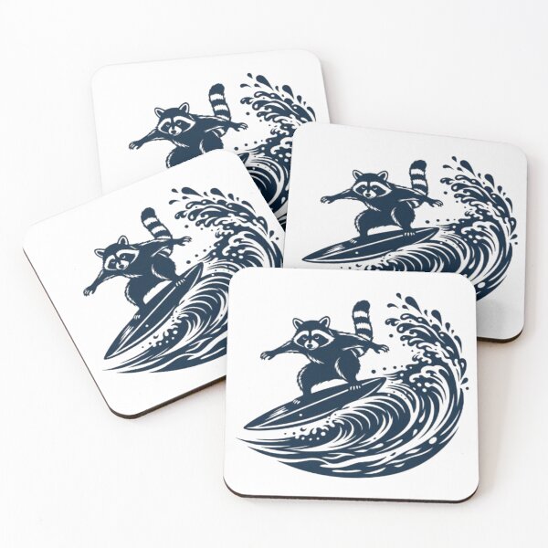 Item preview, Surfing Raccoon Whimsical Wave Design designed and sold by Dogandesighn.