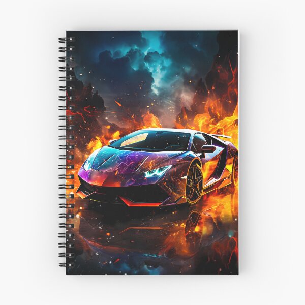Item preview, Cosmic Galaxy Wrapped Supercar Bursting Flames Amid Lightning Clouds designed and sold by RevUpDesign.