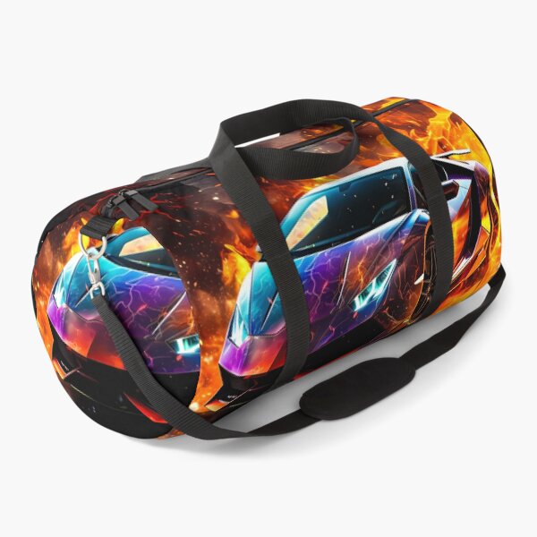 Item preview, Cosmic Galaxy Wrapped Supercar Bursting Flames Amid Lightning Clouds designed and sold by RevUpDesign.
