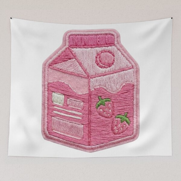 Item preview, Strawberry Milk Fabric Patch  designed and sold by AnimaliaStar.