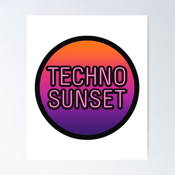 Item preview, Techno Sunset – Neon Techno Electronic Artwork designed and sold by |TRSSHOP|.