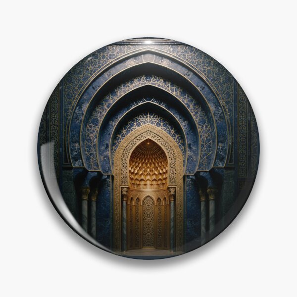 Item preview, Majestic Blue and Gold Mihrab: Sacred Islamic Architectural Art designed and sold by D-Islamic.