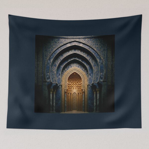Item preview, Majestic Blue and Gold Mihrab: Sacred Islamic Architectural Art designed and sold by D-Islamic.
