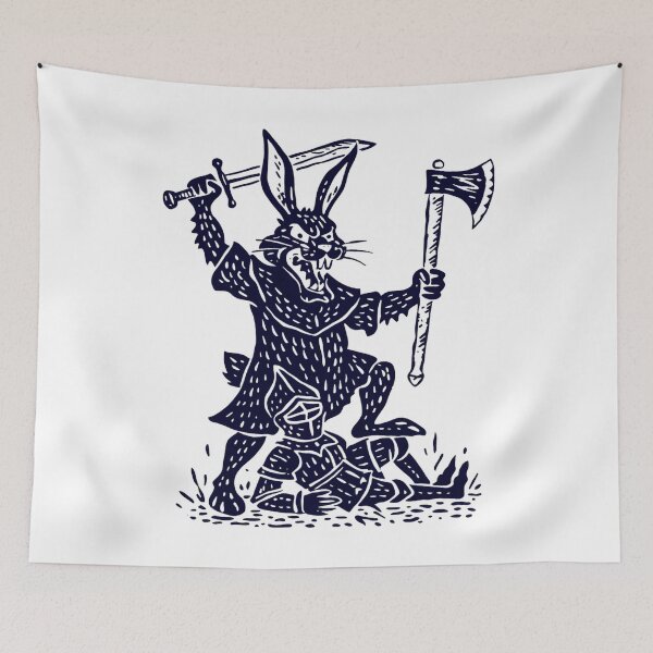 Item preview, Medieval Killer Rabbit Knight Woodcut designed and sold by SignumShop.