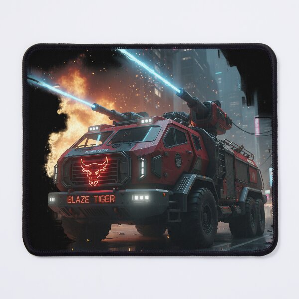 Item preview, Cyberpunk Battle Truck - Blaze Tiger Combat Rig - Neon Sci-Fi Art designed and sold by BounoWorld.