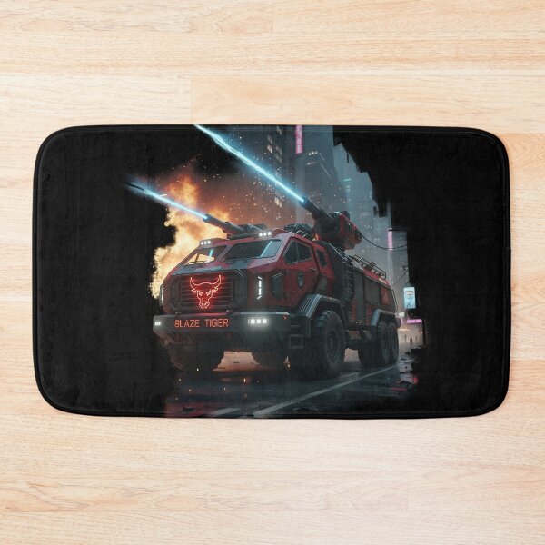 Item preview, Cyberpunk Battle Truck - Blaze Tiger Combat Rig - Neon Sci-Fi Art designed and sold by BounoWorld.