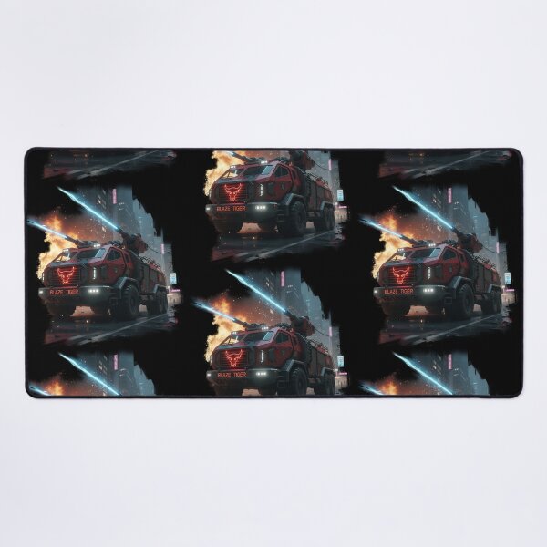 Item preview, Cyberpunk Battle Truck - Blaze Tiger Combat Rig - Neon Sci-Fi Art designed and sold by BounoWorld.