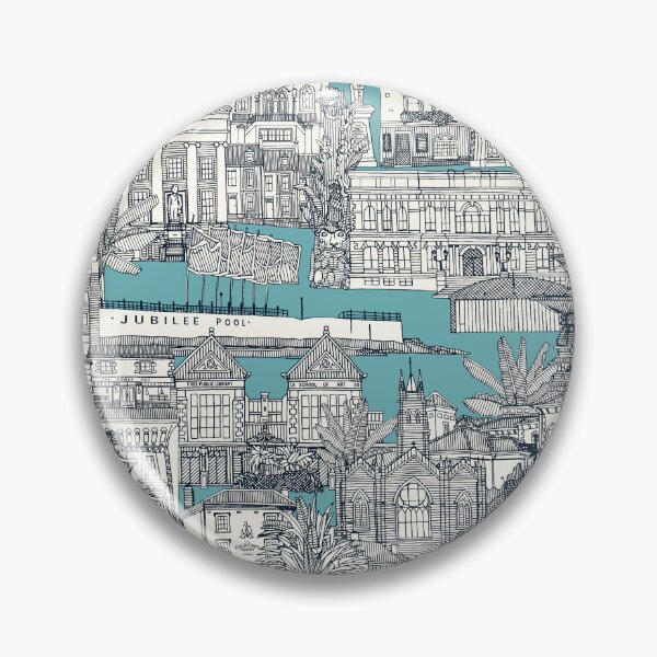 Item preview, Penzance toile indigo turquoise designed and sold by scrummy.