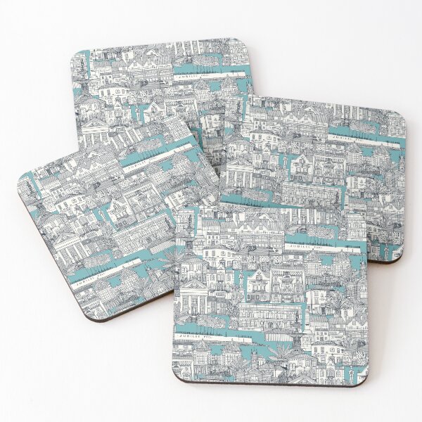 Item preview, Penzance toile indigo turquoise designed and sold by scrummy.