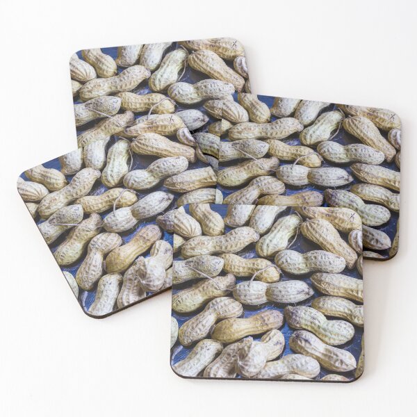 Item preview, Assorted Peanuts in Shells Spread Across Blue Surface for Fresh Farm Produce Display designed and sold by Nmallia.
